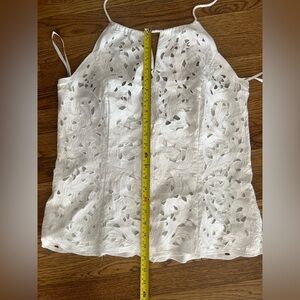 White House Black Market Ivory Cutout Blouse